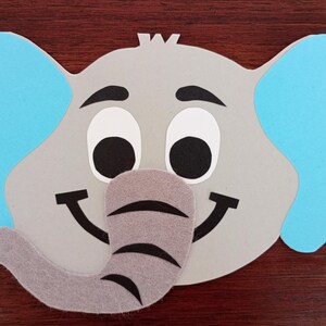 Handgemachte Tier-Grußkarte Elefant – Klappkarte zur Geburt oder Geburtstag – aus Papier & Filz – keine Rechteckform – personalisierbar