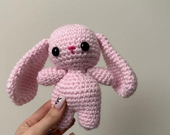 Crochet Bunny Plush – Handmade Amigurumi Toy with Long Ears – Soft Stuffed Animal – Cute Gift for Kids or Adults