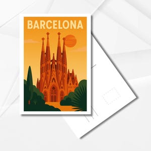 Postal de viaje de BARCELONA - Imprimible estilo vintage