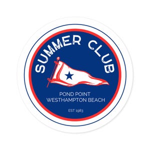 Summer Club Pond Point Westhampton Beach Round Sticker, Indoor & Outdoor