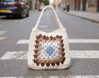 Crochet Crossbody Bag Pattern PDF - Granny Square Bag - Digital Download - Boho Bag Pattern - DK Weight Cotton - Tote Bag Crochet Pattern