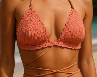 Crochet Bikini Top Pattern PDF - Triangle Bikini Pattern - Digital Download - Sizes XS-L - Swimwear Pattern - Lined Bikini Top Pattern