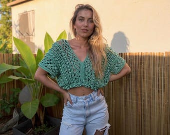 Crochet Top Pattern PDF - Summer Boho Lace Blouse - Textured Stitch Pattern - Digital Download - All Sizes XS-XXL Included