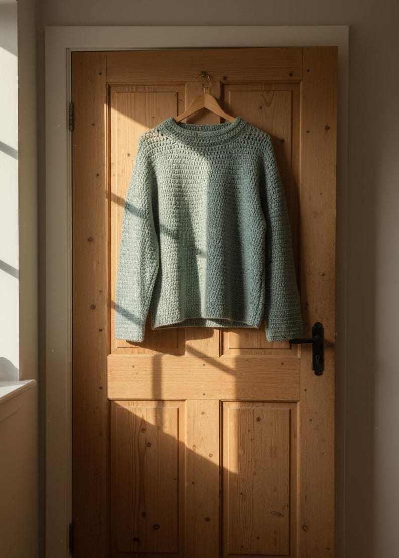 Crochet sweater PDF pattern for women, top-down round yoke, 5 mm hook, sizes S–XXXL, digital file