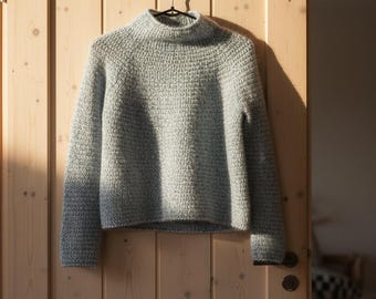 Crochet sweater pattern pdf | Top down pullover with round yoke | DIY lobster stitch jumper | Sizes XS-XXXL digital download - English