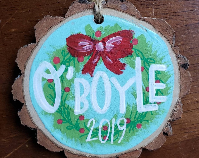 Personalized Handpainted Ornament | Wreath Design