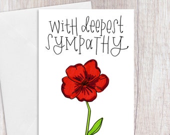 With Deepest Sympathy |  Greeting Card | Blank Inside