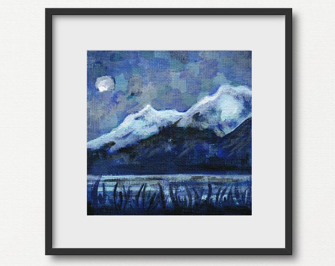 Blue Moon and Mountains | Print