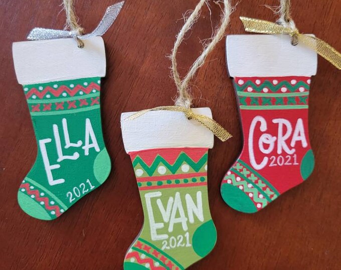 Personalized Handpainted Ornament | Stocking Cutout (1-5 letters)