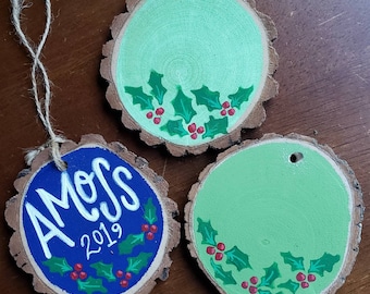 Personalized Handpainted Ornament | Holly Design