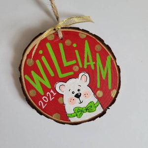 Personalized Handpainted Ornament Polar Bear Design image 3