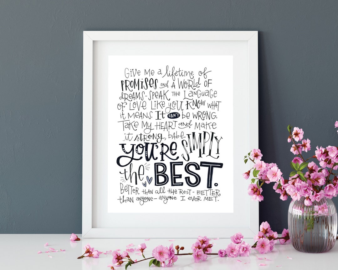 Simply the best lyrics print etsy