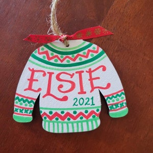 Personalized Handpainted Ornament Sweater Cutout image 1