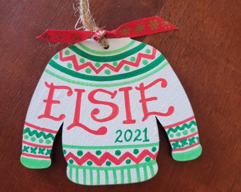 Personalized Handpainted Ornament | Sweater Cutout