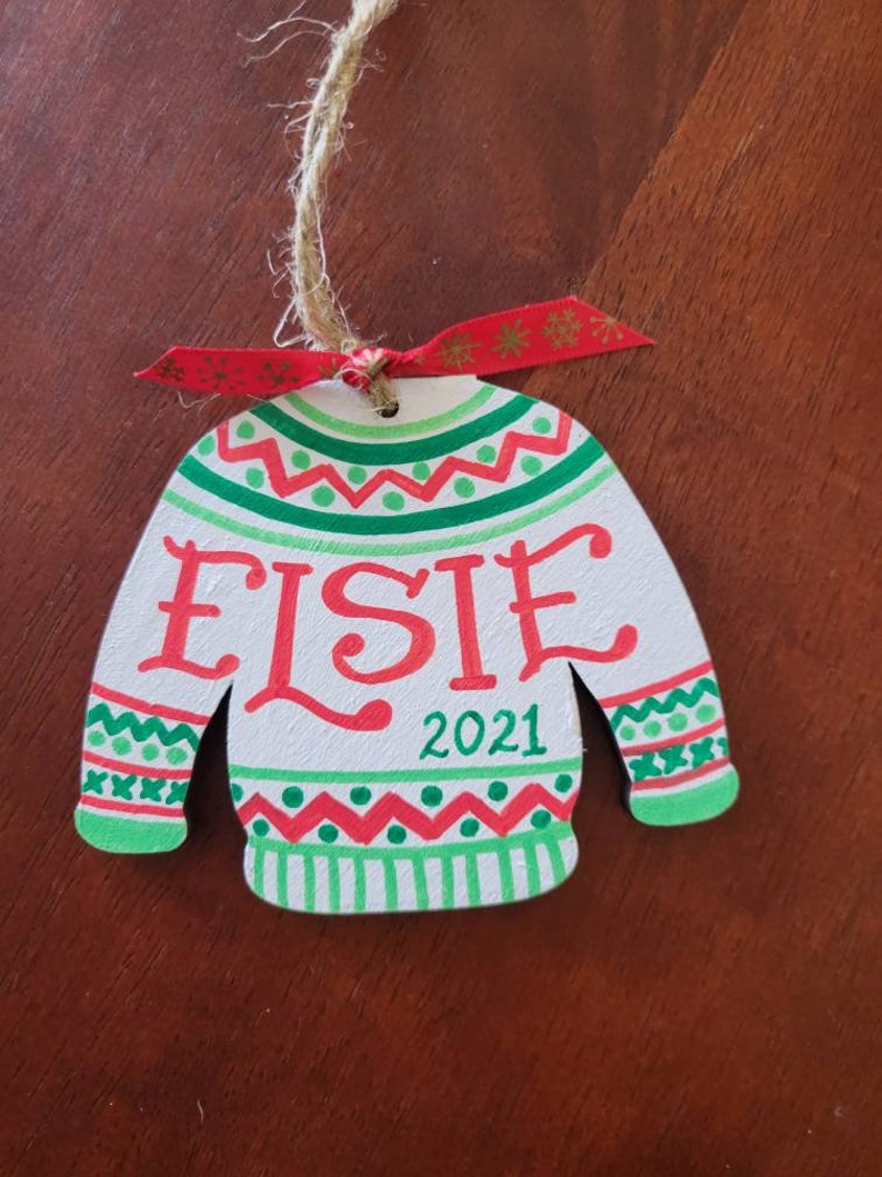 Personalized Handpainted Ornament Sweater Cutout image 1