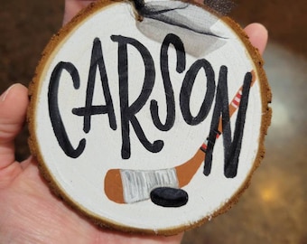 Personalized Handpainted Ornament | Hockey Design