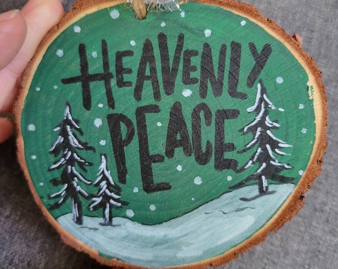 Heavenly Peace | XLarge Wood Slice Handpainted Holiday Ornament