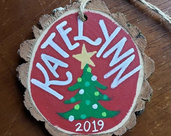 Personalized Handpainted Ornament | Holiday Tree Design