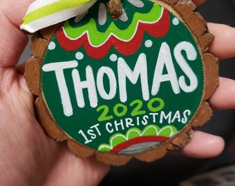 Personalized Handpainted Ornament | Baby's First Christmas