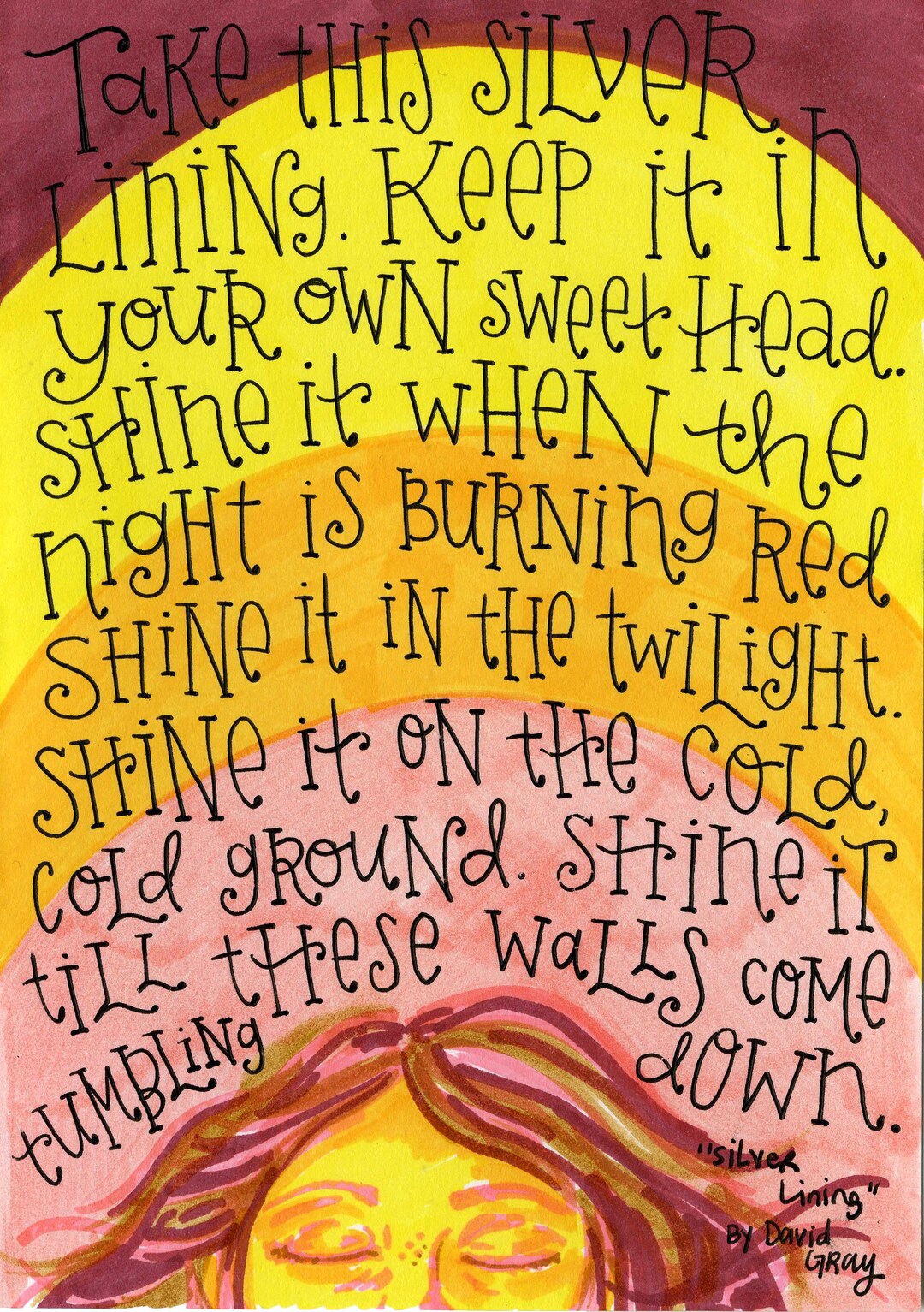 Silver Lining Lyrics Print Etsy