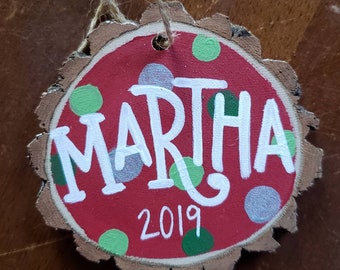 Personalized Handpainted Ornament | Polka Dot Design