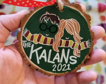 HARRY POTTER couple | Personalized Custom Ornament | Handpainted | Wood Round