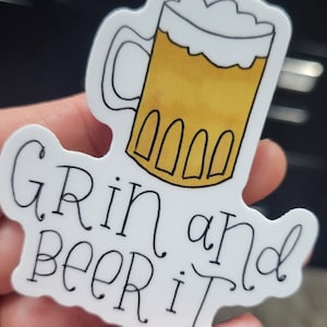 Grin & Beer It | Beer Mug Vinyl Sticker