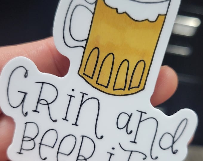 Grin & Beer It | Beer Mug Vinyl Sticker