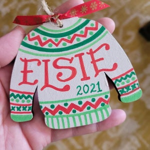 Personalized Handpainted Ornament Sweater Cutout image 2
