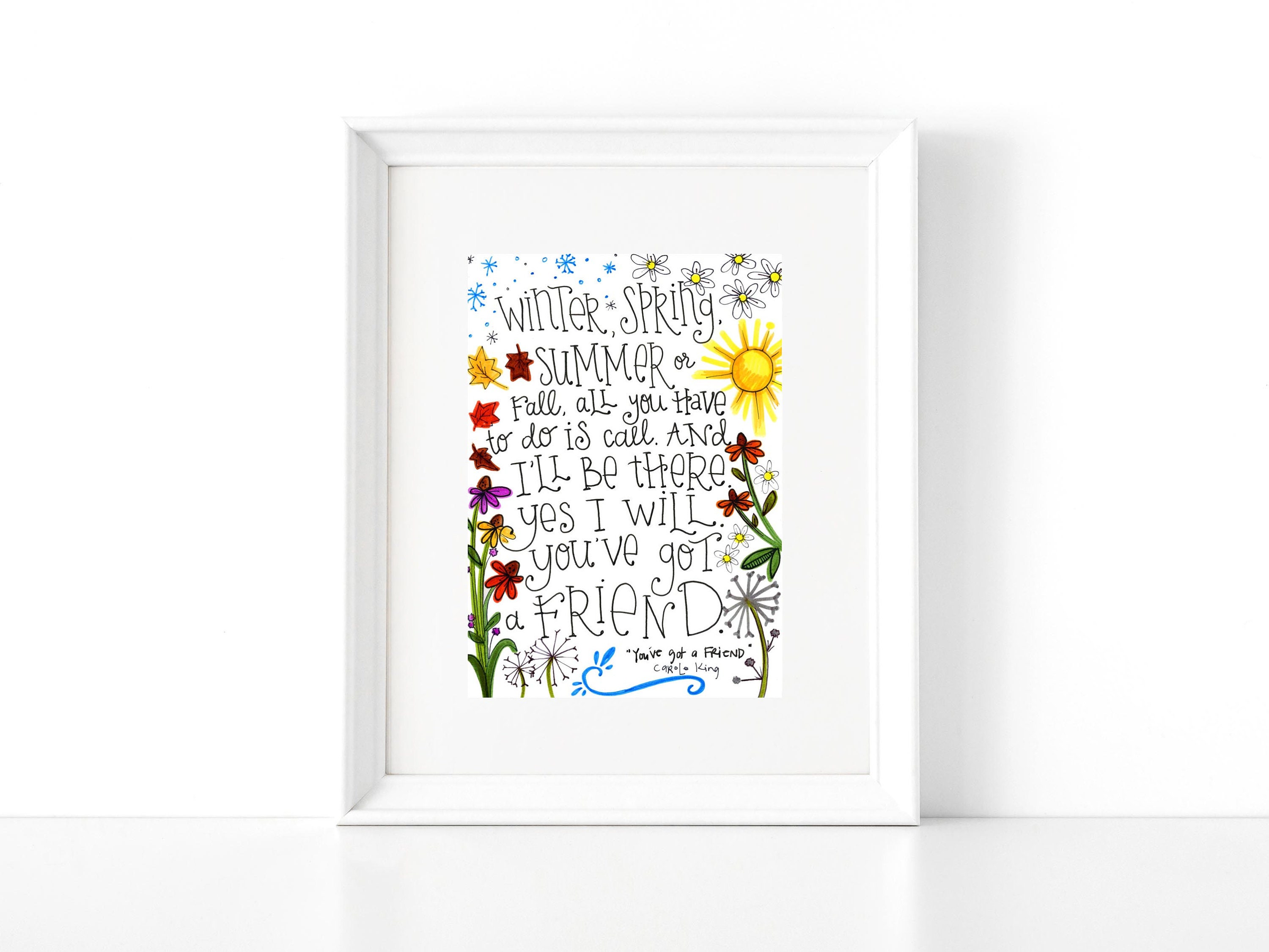 You Ve Got A Friend Lyrics Print Etsy