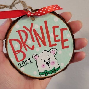 Personalized Handpainted Ornament Polar Bear Design image 4