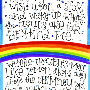 Somewhere Over the Rainbow | Lyrics Print (2 of 3) - Etsy