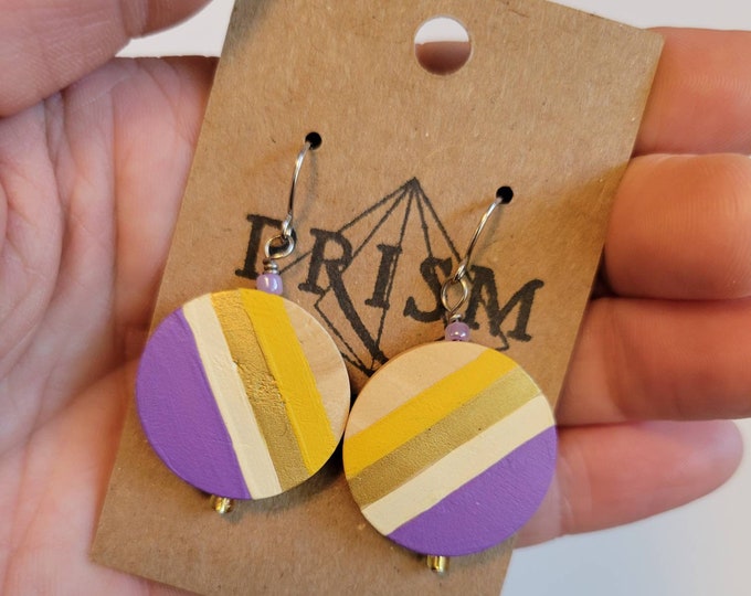 Minnesota Vikings | Team Colors | CUSTOM | Medium Hand Painted Lightweight Wood Earrings