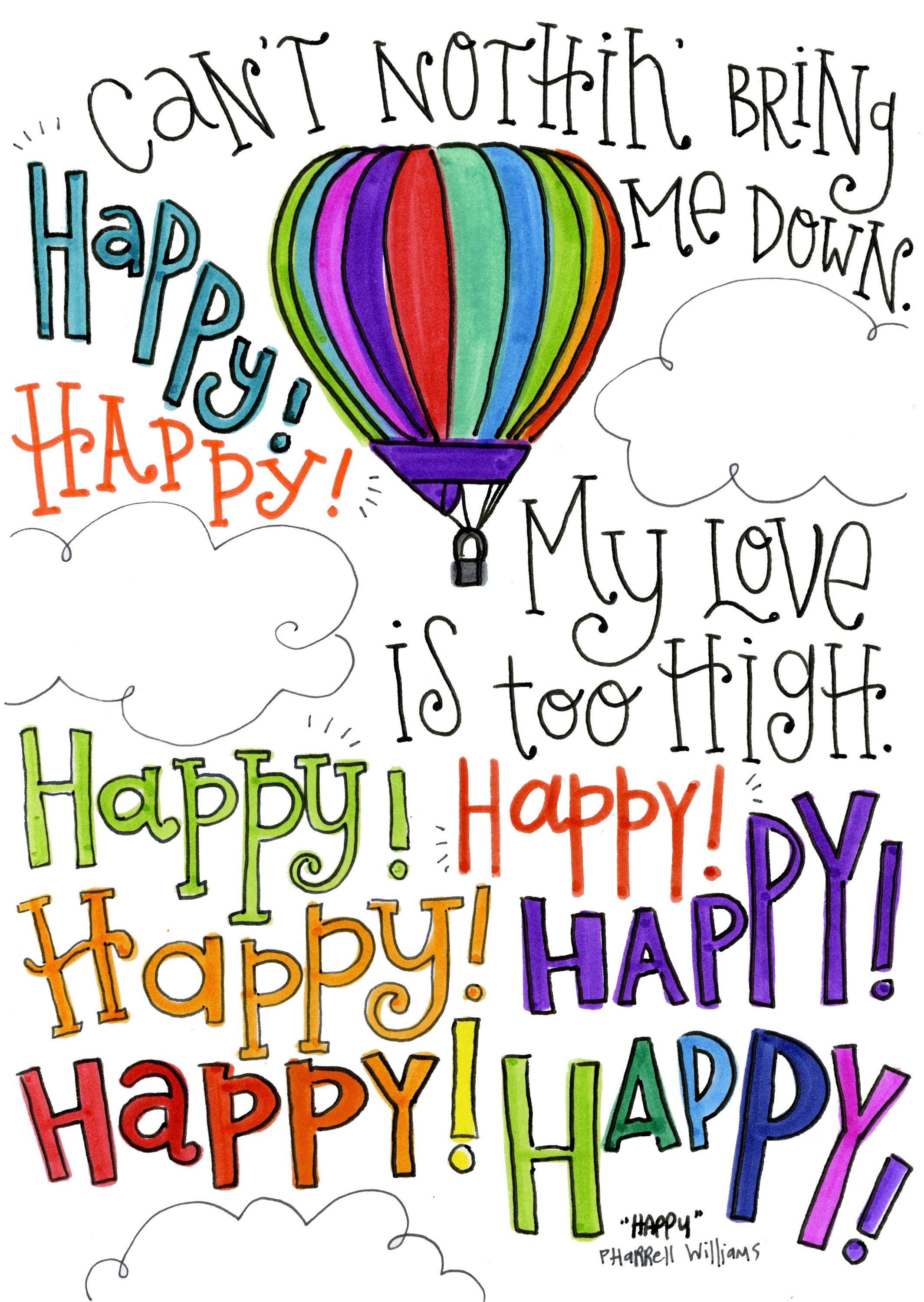 Happy Lyrics Print Etsy Happy Lyrics Print Etsy