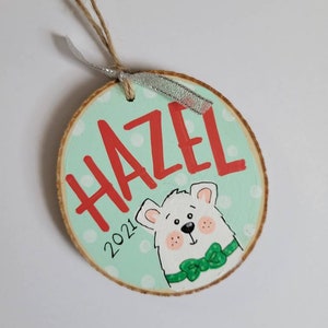 Personalized Handpainted Ornament Polar Bear Design image 2