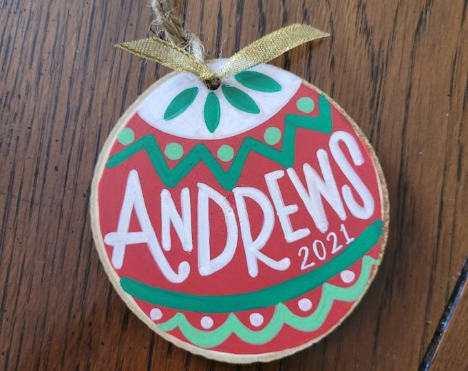 Personalized Handpainted Ornament | Fairisle Design