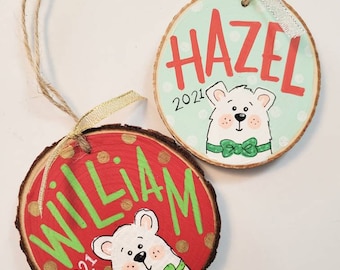 Personalized Handpainted Ornament | Polar Bear Design