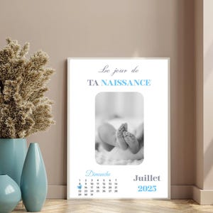 Affiche Naissance Personnalisée Bébé – Poster Date de Naissance – Cadeau de Naissance – Décoration Chambre Bébé