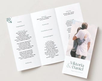 Vielsesprogram, Kirkeprogram, Bryllup, Canva mal, Redigerbar digital fil, Bryllupsprogram, printselv, Trykksaker, diy, Hochzeitvorlagen