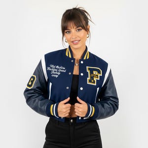 Custom Women’s Varsity Letterman Jacket – Personalized Simple Embroidery Monogram Baseball Jacket, College Letterman Gift for Her
