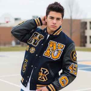 Custom Varsity Jacket – Personalized Letterman Bomber Jackets Bulk & Single | Chenille Embroidery | Team, School, Logo, Name, College
