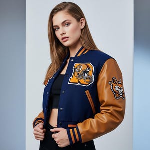 Personalized Adult Varsity Baseball Jacket for Women Youth, Custom Letterman Bomber Jacket Team Name Number Logo