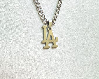 LAネックレス、ロサンゼルスネックレス、シルバーネックレス、野球ネックレス、男性へのギフト、ユニセックス、女性へのギフト、男性へのギフト、父の日ギフト