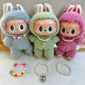 Pearl Necklace for Labubu, Heart Necklace, Labubu Accessories, Necklace for Labubu, Blinged out Labubu, Dress up your Labubu