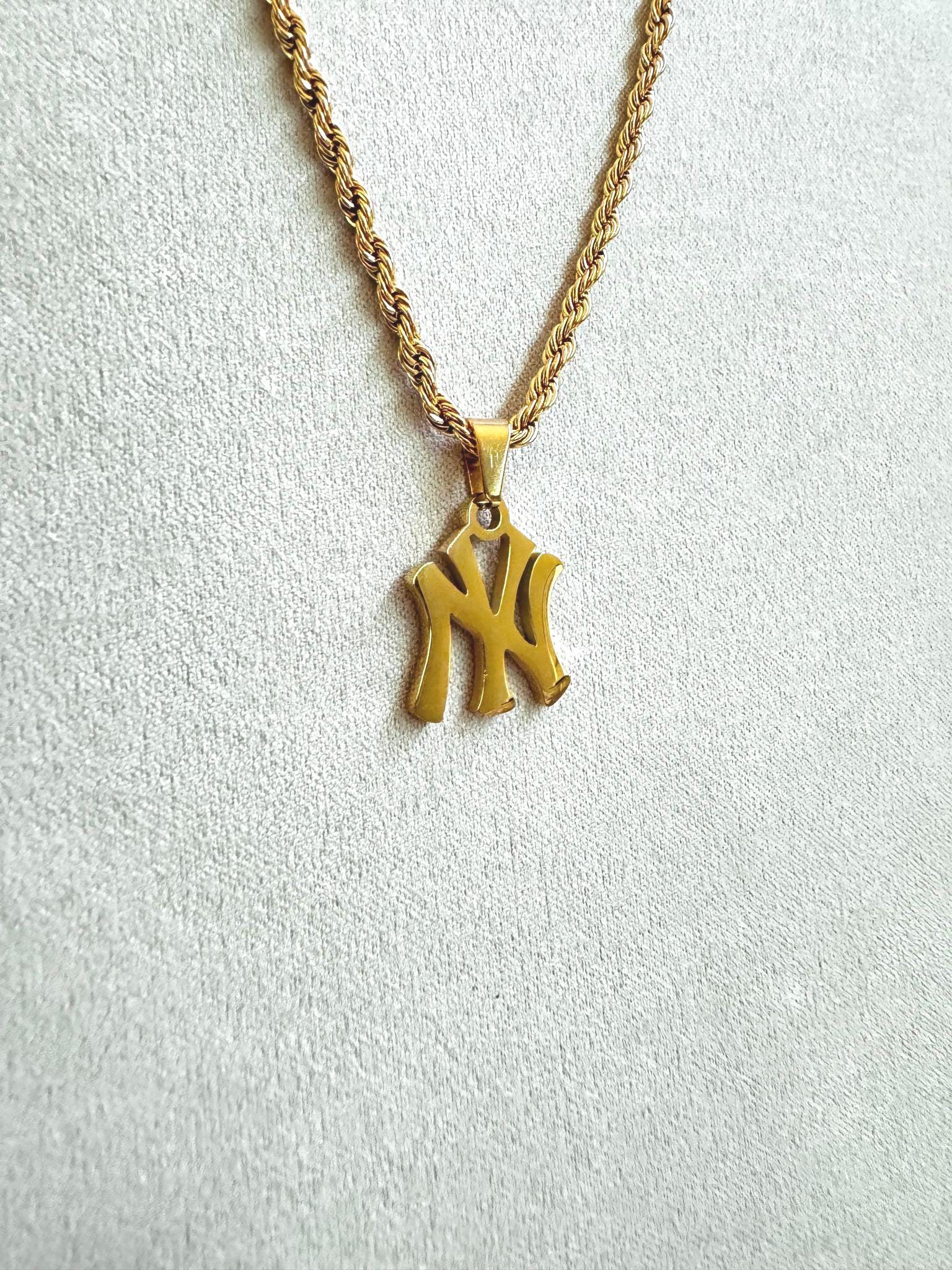 MLB NY ゴールドネックレス NEW MLB New York Yankees Gold Team Pendant Logo Necklace 20