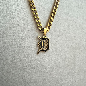 Detroit D Necklace, Baseball Necklace, Letter D Pendant, Tigers Necklace, Sports Necklace, Y2K, Fathers Day Gift, Gift for Dad