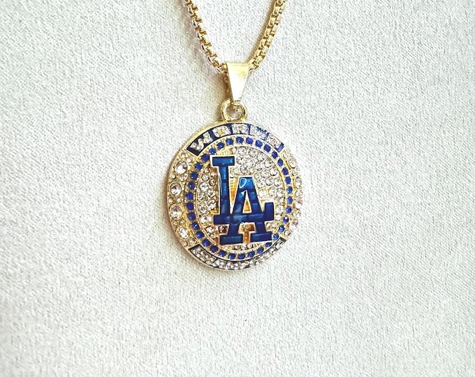 LA Necklace, Los Angeles Necklace, Gold Necklace, Baseball Necklace, Sports Necklace, Unisex, Bling Chain, Gift for Dad, Father’s day Gift