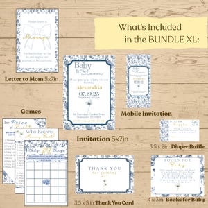 Editable Baby in Bloom Baby Shower Bundle, Chinoiserie, Theme Games, Baby Shower Kit, Editable Bundle, Floral, Baby Shower, BlueChi