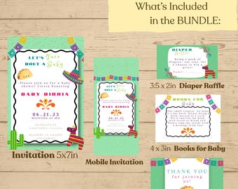 Taco Bout a Baby Shower Bundle: Editable Invitation Templates (Digital Download)