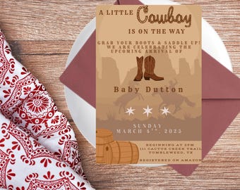 Editable Cowboy Baby Shower Invitation: Western Theme (Digital Download, 5x7 in & Mobile Templates)